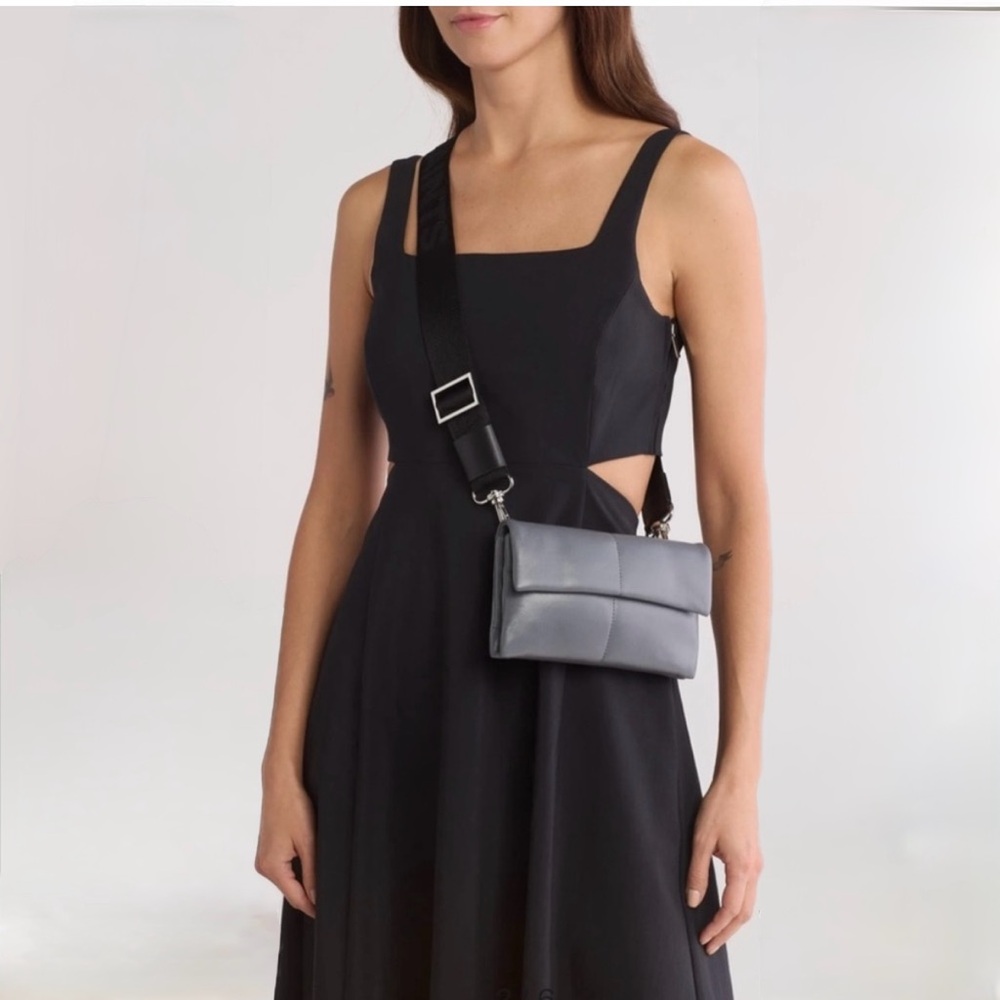 Allsaint Ezra Quilt Crossbody Bag - Grey / Black like new replaced strap